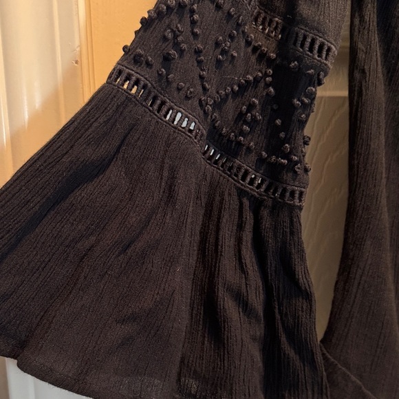 INC International Concepts Black Gauze Long Sleeve Blouse Small - Picture 4 of 7